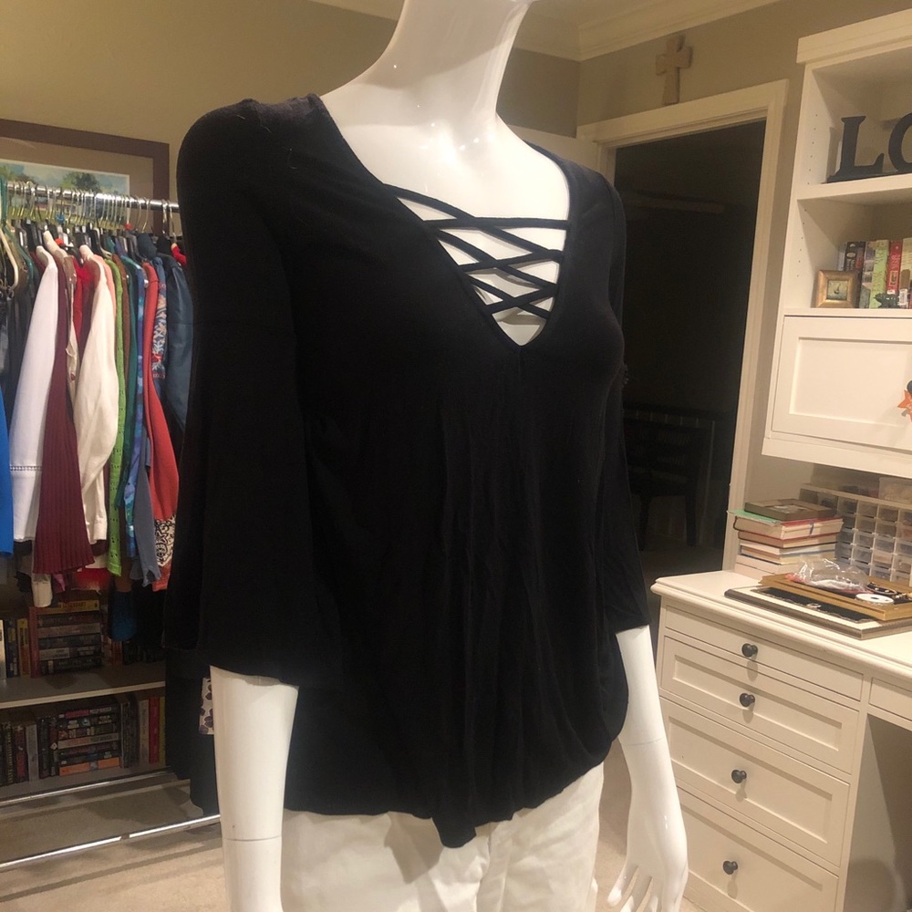 Crisscross Black Blouse